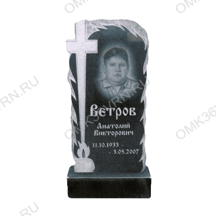 Памятник на могилу гранит вертикальный крест в пламени свечи 139