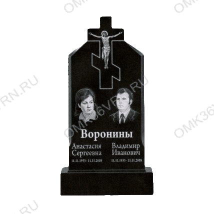 Памятник на могилу гранит вертикальный крест, с распятием вверху 76