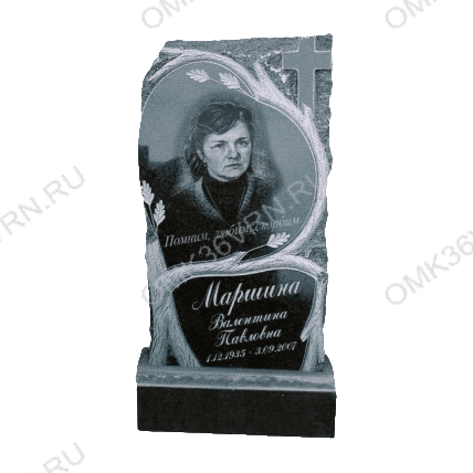 Памятник на могилу гранит вертикальный сердце, обитое дубовыми ветками 80