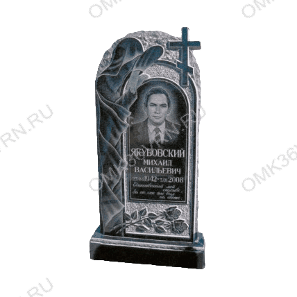 Памятник на могилу гранит вертикальный скорбящая в арке с крестом 94