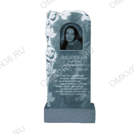 Памятник на могилу мрамор вертикальный 33 ветка розы сбоку и сверху