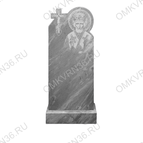 Памятник на могилу мрамор вертикальный 46 лик Ник. Угодника с крестом